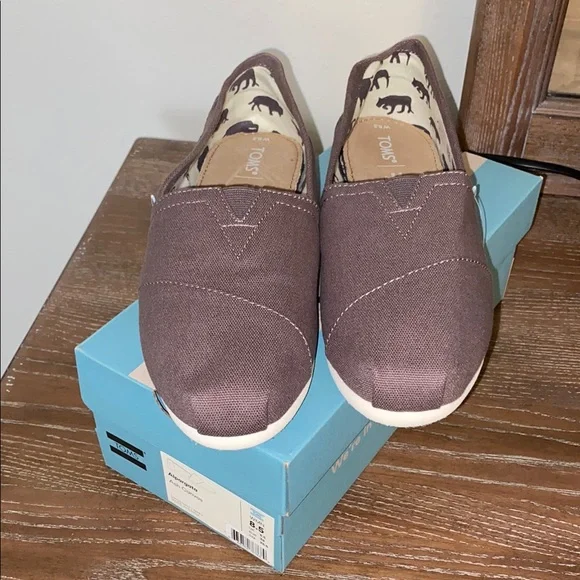 TOMS Brown/Ash Canvas Slip-Ons - Picture 1 of 9